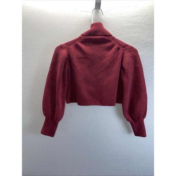 Aritzia Sweater‎ size S Wilfred Rebecca Merino wool Cropped Turtleneck Red/Pink - Picture 3 of 9